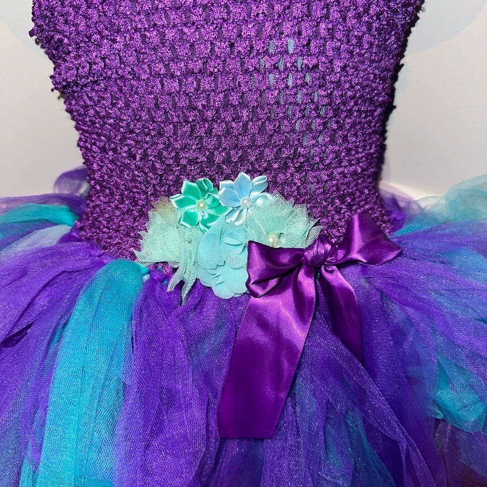 Vibrant Purple and Teal Kids Dance Costume - Picture 2 of 4